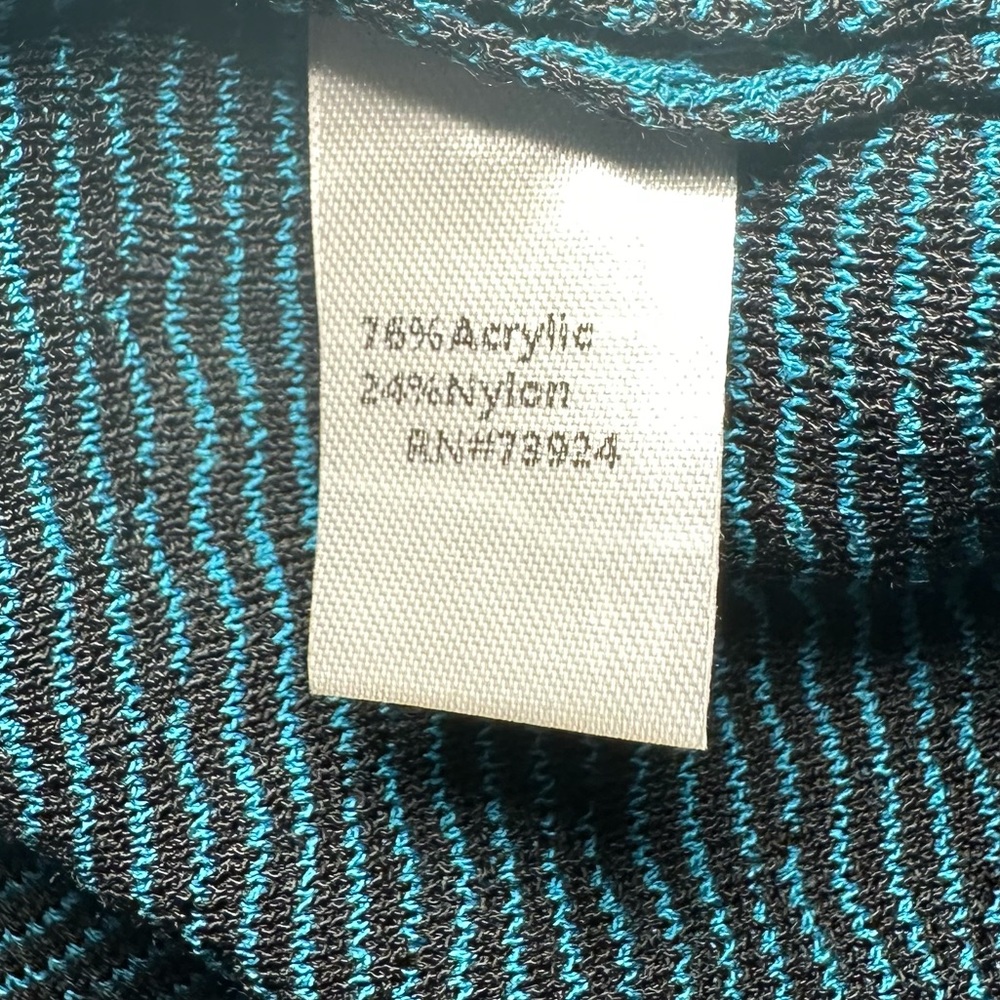 Misook Women’s Galactic Teal & Black Tie Cuff Tailored Knit Jacket- Size Large - Picture 4 of 13